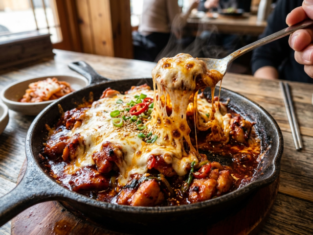 Korean Fire Chicken With Cheese